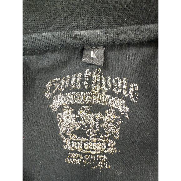 Southpole Premium Graphic T-Shirt Mens L Black Winged Cross Gothic Streetwear - Picture 2 of 7